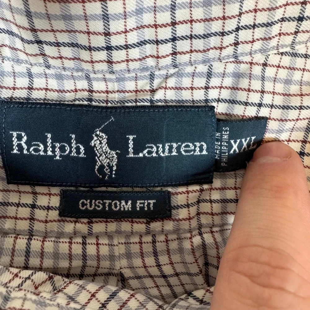 Ralph Lauren Mens‎ XXL Custom Fit Multicolor Plaid Button Down Shirt Cotton
